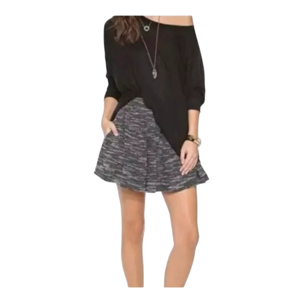 Free People Tweed Mini Skirt - Holly Go Lightly - Black White Gray -